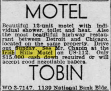 Irish Hills Motel - Oct 1949 For Sale